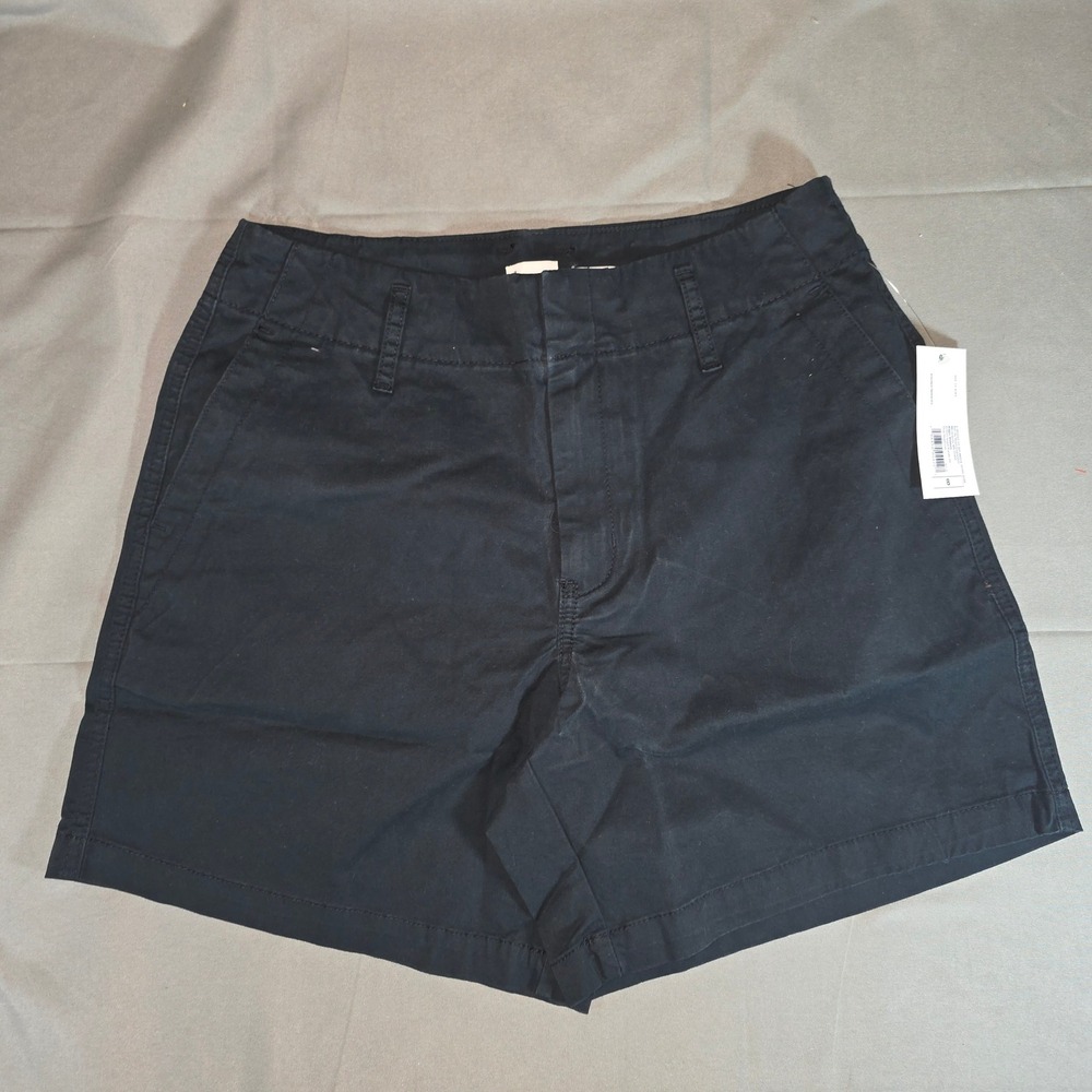 A New Day Womens Stretch Chino Shorts Ebony Black Mid Rise Size 8 W98EE6 NWT